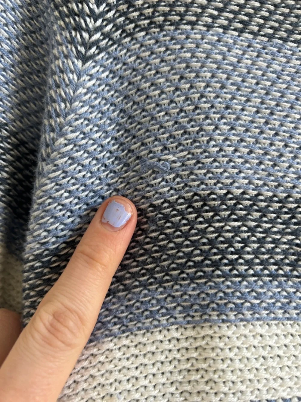 O'Neill Striped V-Neck Beach Hoodie Sweater in Light Blue, White, and Gray - Picture 5 of 9